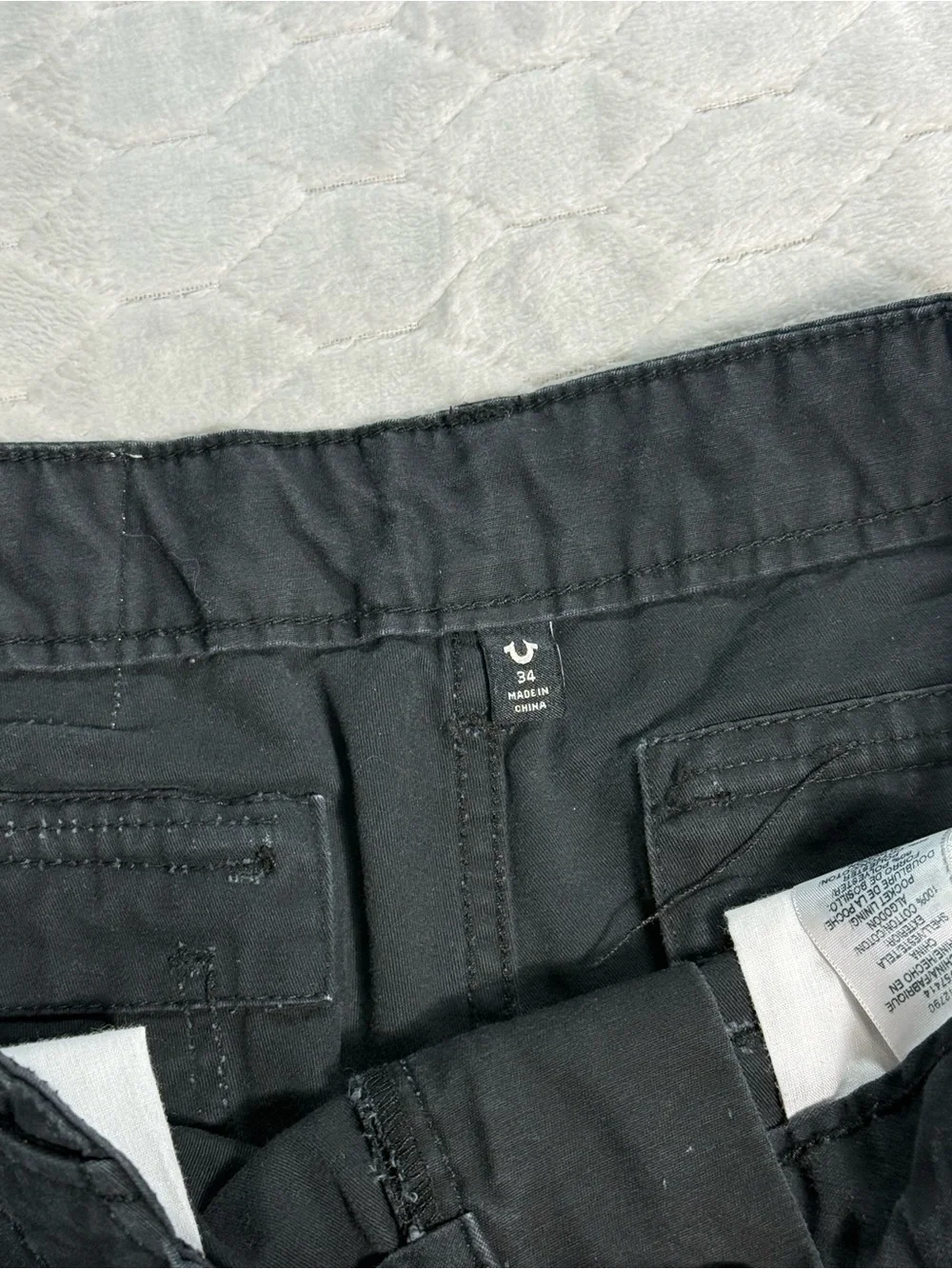 True Religion Cargo Shorts Size 34 Black Utility Y2K Streetwear